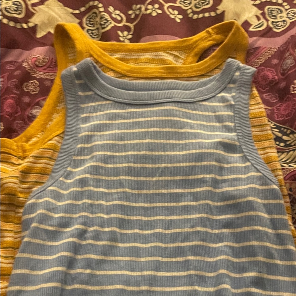 Striped Blue and Yellow Tank Tops